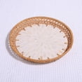 thumbnail image 2 of Hand-Woven Rattan Serving Tray, Shell Basket Rattan Round Serving Tray, Coffee Tray Decor for Serving Coffee, Drinks, Bread, Fruit, Vegetables, Snacks, 2 of 7
