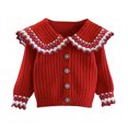 thumbnail image 2 of Vitality Girl Knit Sweater｜Girls' Loose-Fit Soft Cardigan Jacket｜Versatile for School, Casual, and Everyday Wear,90,Red,Suitable for all seasons, 2 of 6