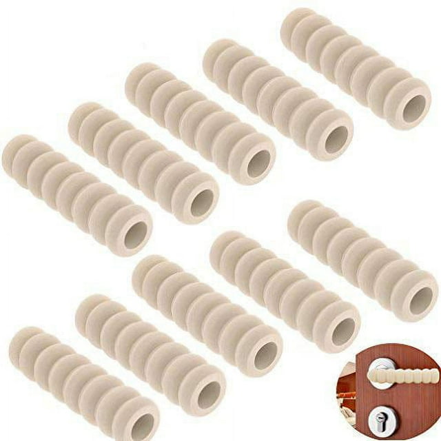 Protectores de seguridad para manijas de puertas para niños y bebés, protectores de espuma suave de color beige (10 piezas)