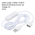 thumbnail image 2 of Uxcell 2 Meter Male to Female USB Extension Cable Cord with ON/Off Switch White 2 Pack, 2 of 5