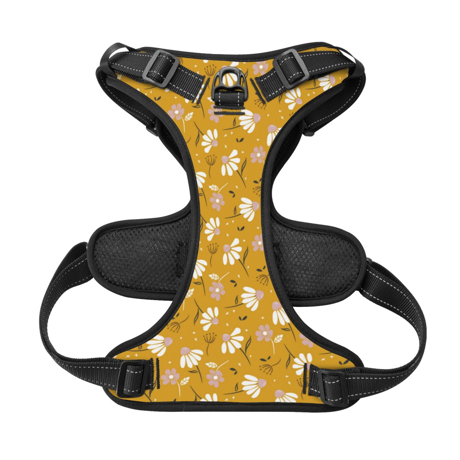 Kdxio Daisies Flowers Print No Pull Dog Harness Adjustable Reflective Oxford Easy Control Medium Large Dog Harness for Training and Everyday-Large