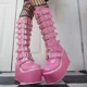 thumbnail image 1 of Botas Punk para mujer, Cosplay, cuñas de plataforma de tacón alto para mujer, botas altas con hebilla gótica, botas de cuero de tubo largo para mujer, 1 of 5