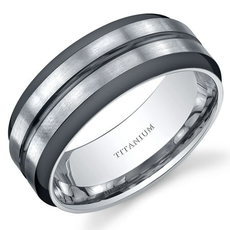 Peora 8mm Men's Two Tone Comfort Fit Wedding Band Ring in Titanium