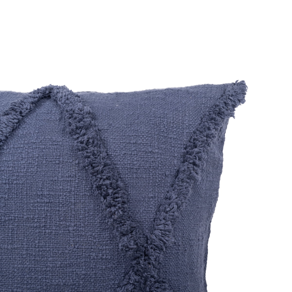 LR Home Sara Set of 2 Shag Diamond 18" x 18" Denim Cotton Adult Decorative Throw Pillows