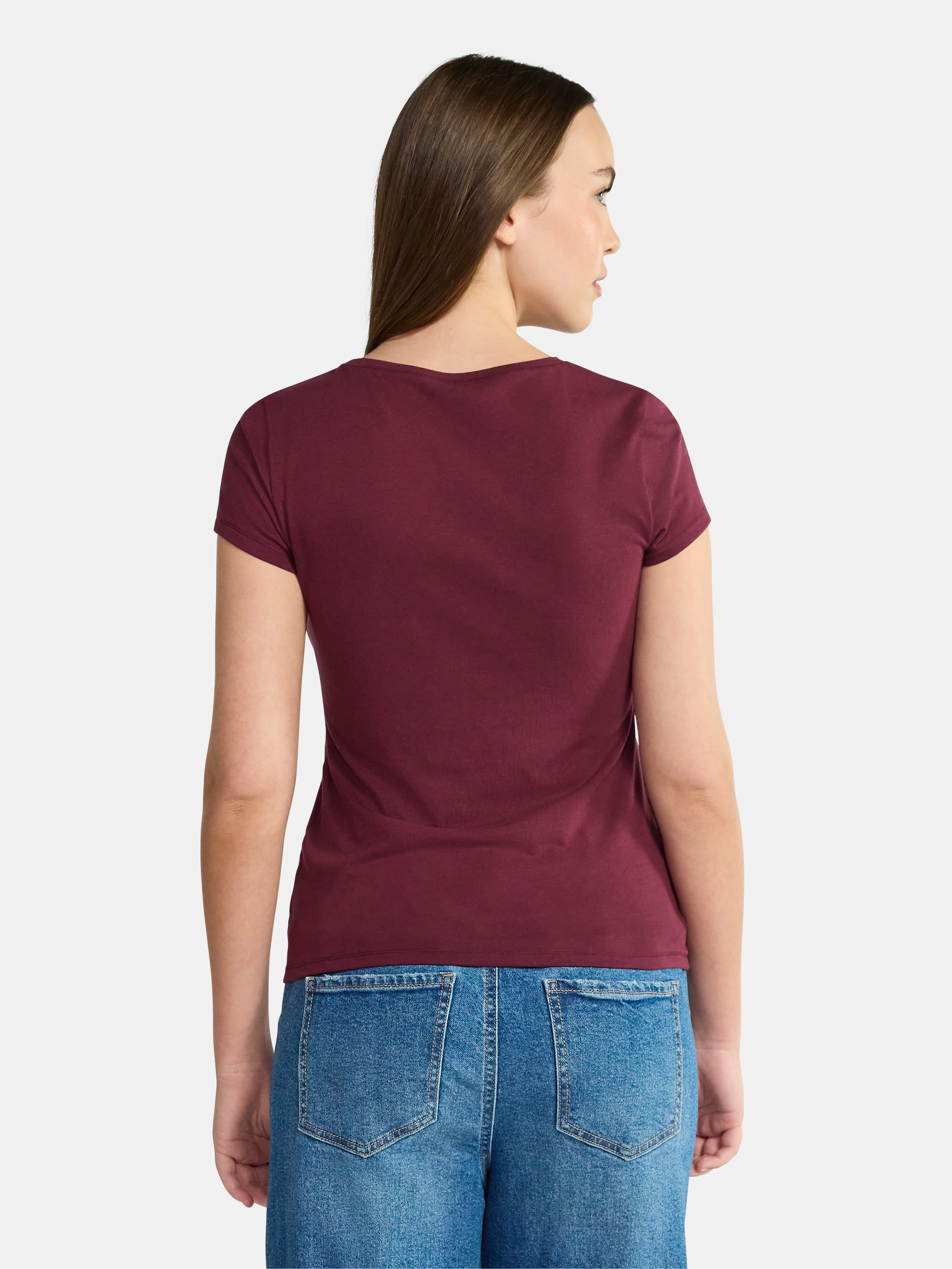 No Boundaries Crew Neck Tee with Short Sleeves, 1 or 3-Pack, Women’s