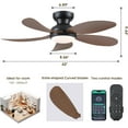 thumbnail image 3 of PHORUS 42in Ceiling Fan with Lights Modern Fan Light with Remote Dimmable LED Brown for Bedroom Living Room, 3 of 7