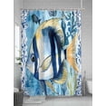 thumbnail image 5 of Fsddascl Summer Ocean Fish Shower Curtain Set - Standard 72" x 72" Washable Curtain with 12 Hooks, Coastal Watercolor Stripe Seaweed Plant Waterproof Fabric Stall Shower Curtains for Bathroom, 5 of 6