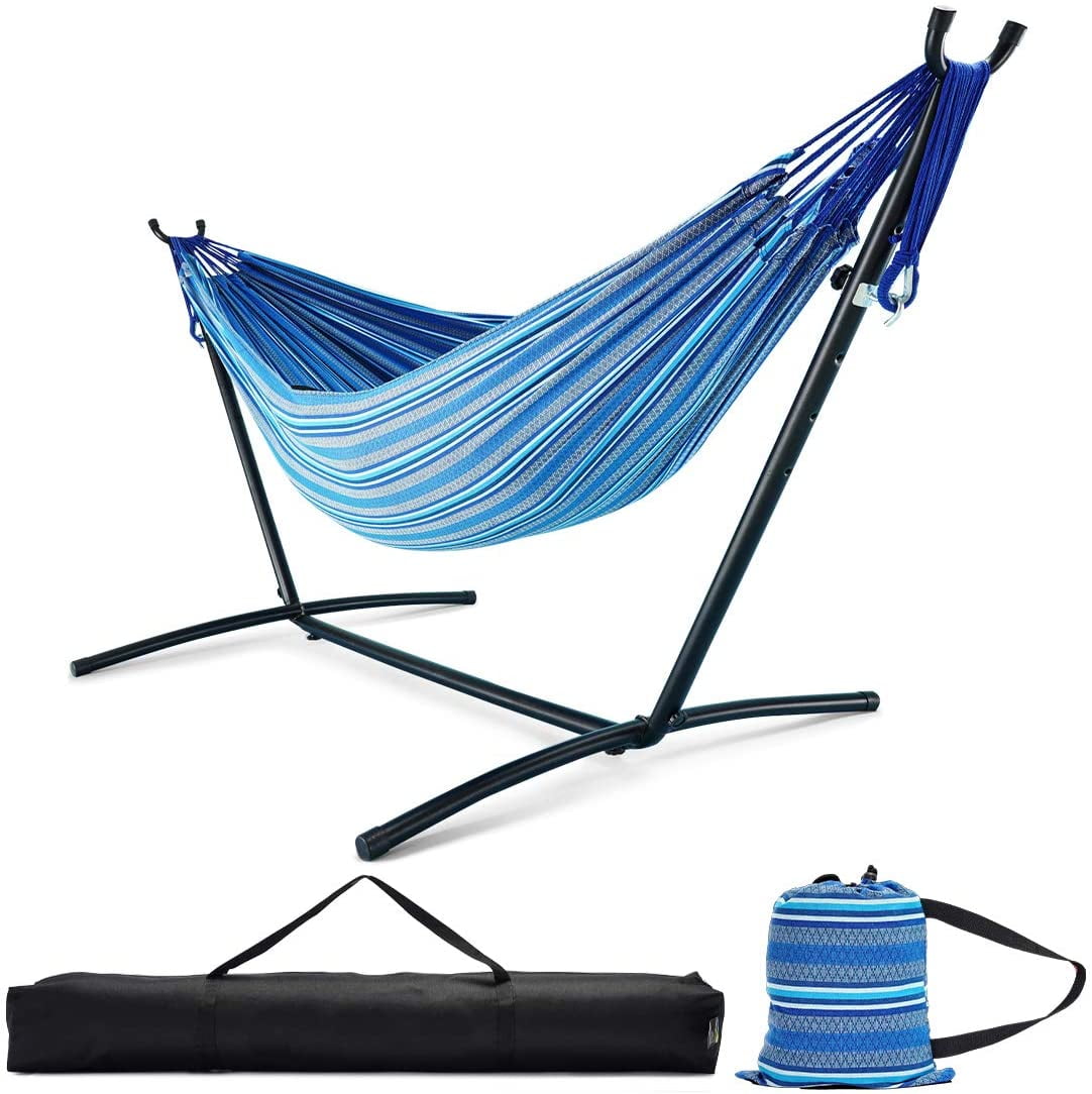 Zupapa Hammock with Stand Person Heavy Duty, Portable Hammock with Stand  for Camping and Outdoor, Adjustable Steel Hammock Stand and Double Hammock  with Carrying Bag, 550 LBS Capacity.