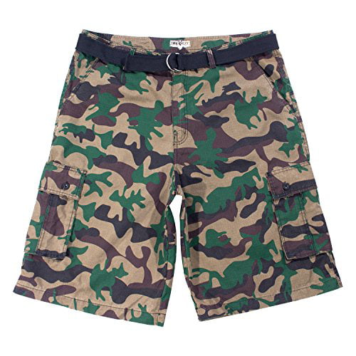 Men's Cargo Shorts Size 56W King Size black and green camouflage 8 pockets