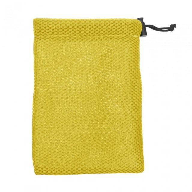 Bolsa de malla pequeña con cordón, bolsa de malla portátil, organizador de dispositivos, bolsa de almacenamiento, pelota de Golf, juguetes de playa, n Amarillo
