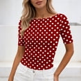 thumbnail image 4 of PATLOLLAV Plus Size Short Sleeve Tops,Womens Round Neck Solid Casual Shirts Lace Patchwork Blouses, 4 of 6