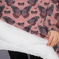 thumbnail image 3 of Oversized Wearable Blanket Hoodie,Pink Butterfly Pattern Sherpa Blanket Hoodie with Super Pockets,Super Warm Fuzzy Pullover for Women & Men, 3 of 6