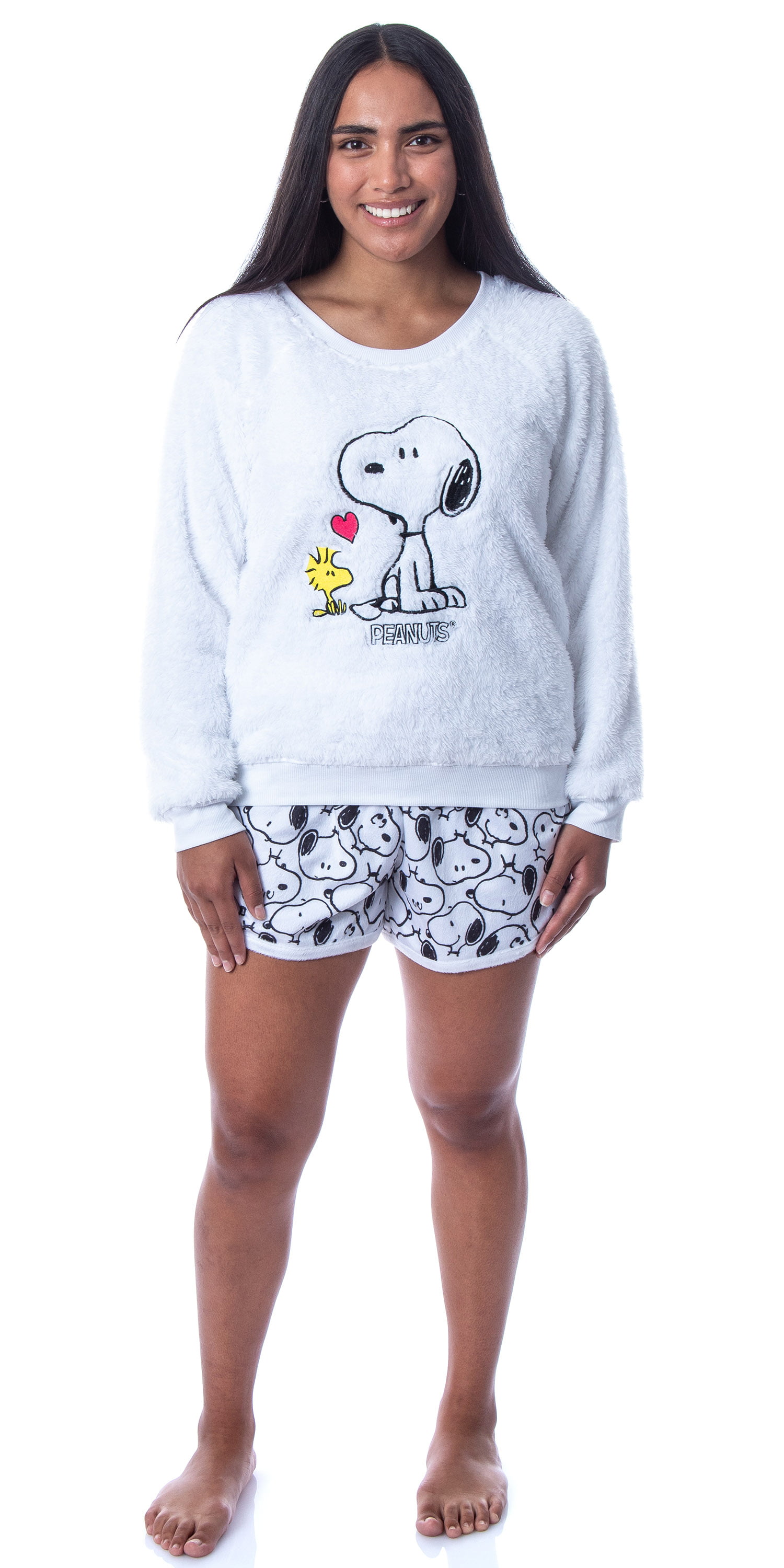 Peanuts Womens' Snoopy and Woodstock Sweater and Shorts Sleep Pajama Set  (XXL)