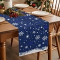 thumbnail image 3 of Navy Blue Christmas Dresser Scarf Farmhouse, Dining Table Decorations for Wedding/Parties, Xmas Snowflake Ball Winter Snowflake Table Runner 120 Inches Long for Kitchen Dining, 13 x 120 In, 3 of 9