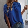 thumbnail image 2 of Hot Women Loose Blouse Casual Solid Color Tie Back Batwing Sleeve Solid Color Blouse Ladies Dailywear, 2 of 8