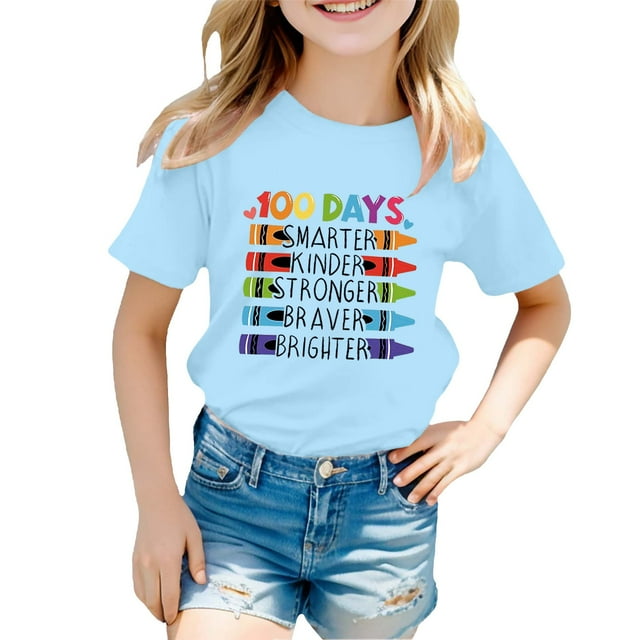 LUOGENLI T-Shirt pour Filles Enfants Mode Décontractée Imprimé Col Rond Ample Manches Courtes T-Shirt Haut Maxi Chemises pour Filles Longueur Midi Longue Bleu Floral Bleu Clair 4-5 Ans