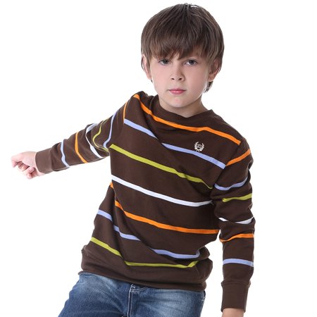 Leo&Lily Big Boys Kids Cotton Stripes Crew Sweatshirt T-Shirts
