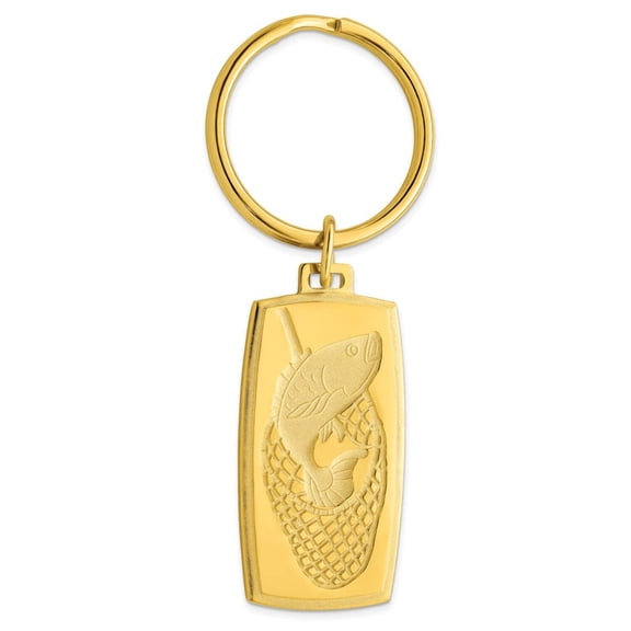 Gold-plated Fish in Net Key Ring Size