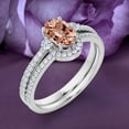 thumbnail image 3 of Minimalist 2.00 Carat Oval Cut Simplistic Morganite And Diamond Moissanite Engagement Ring, Classic Wedding Ring in 925 Sterling Silver With 18k White Gold Plating, Promise Ring, Anniversary Ring, 3 of 3