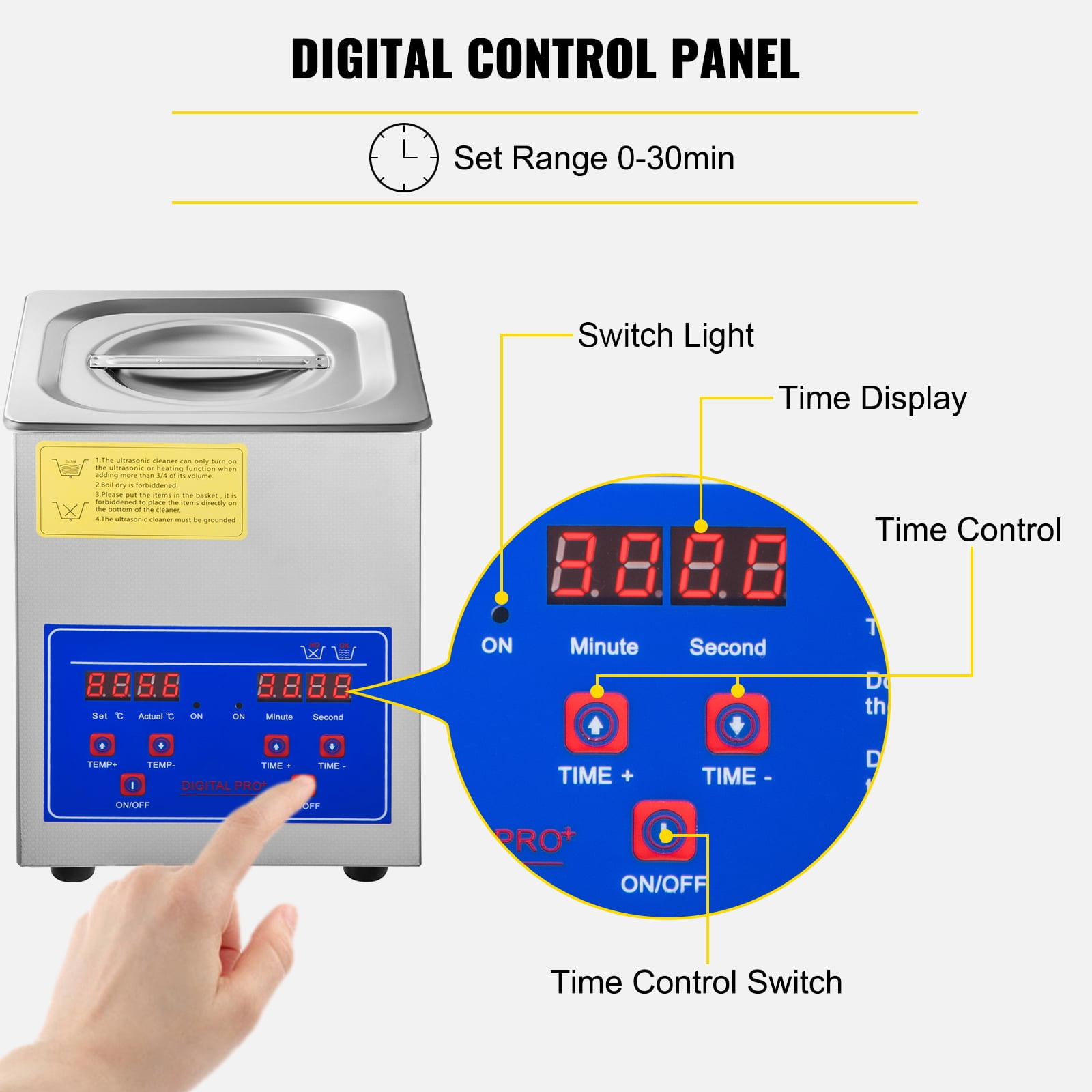 VEVORbrand 2L Ultrasonic Cleaner Stainless Steel Professional Digital Machine w/Timer 40kHz ​110V, FCC/CE/RoHS Certified for Jewelry Watch Glasses Diamond Eyeglass Small Parts Cleaning