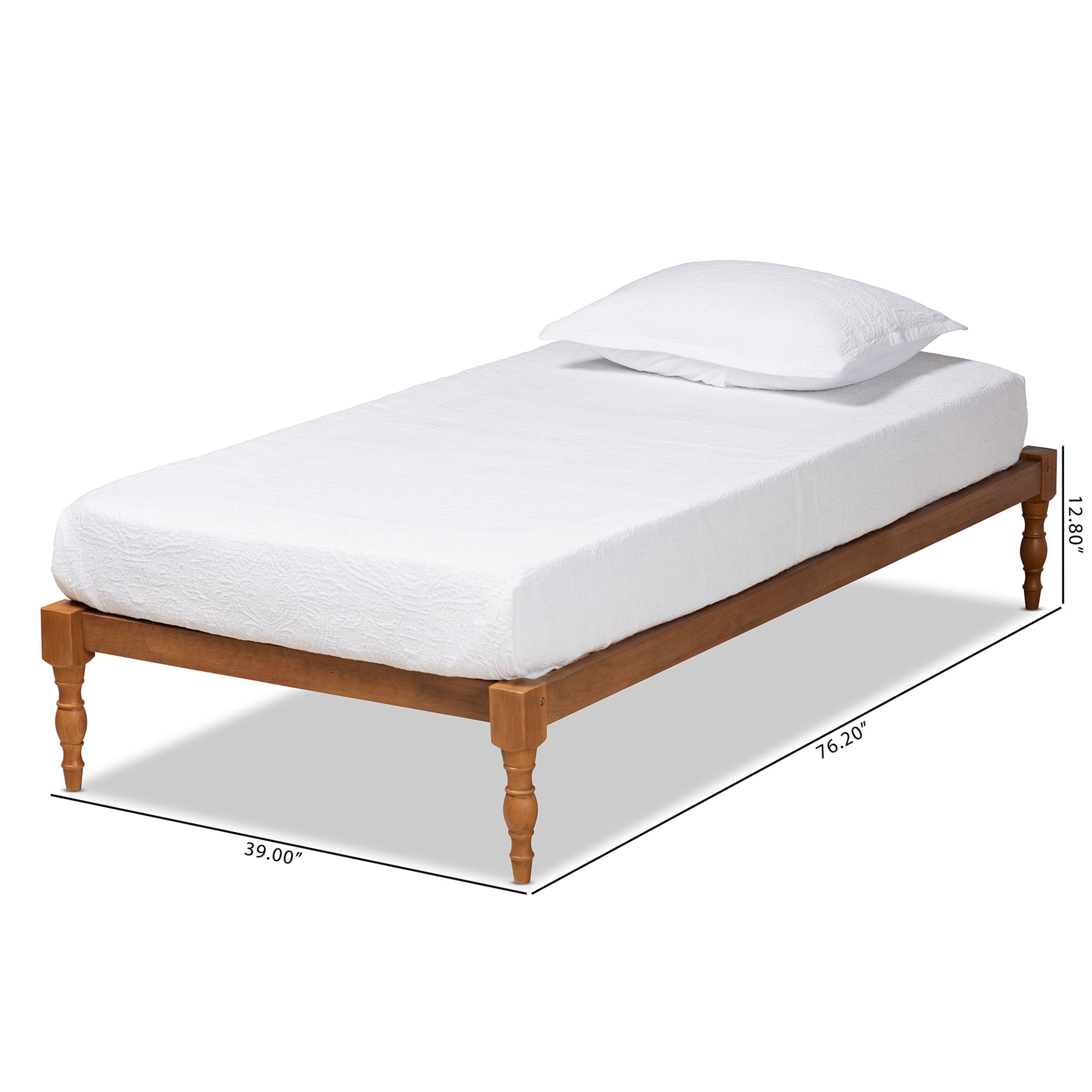 Baxton Studio Iseline Platform Wood Bed Frame, Ash Walnut, Twin