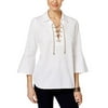G.H. Bass & Co. Cotton Bell-Sleeve Denim Top (White, XXL)