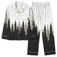 thumbnail image 1 of Puntoco Conjunto De Pijama De Pantalones Y tops Casuales De Manga Larga Con Estampado Navideño Para Mujer (1 top + 1 Pantalón) Conjunto De Solapa De Manga Larga Gris S, 1 of 4