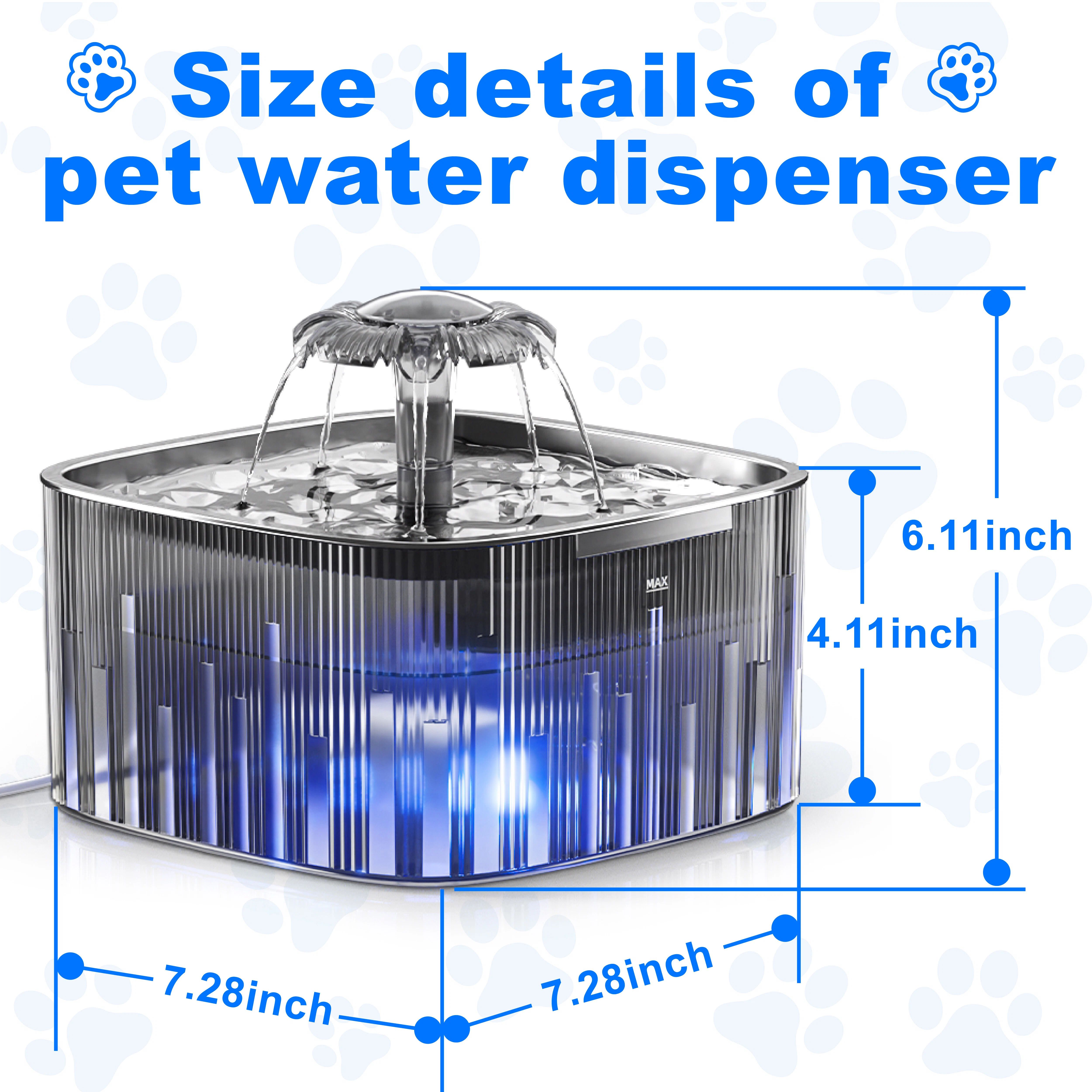 Cat Water Fountain Stainless Steel:77oz/2.2L Water Fountains for Cats Indoor - Cat Water Fountain for Drinking - Automatic Cat Watering Bowl Dispenser with Low Water Level Indicator Light