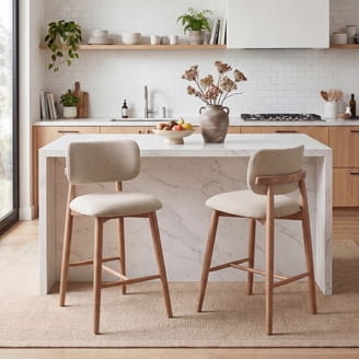 Nathan James Linus Modern Upholstered Bar Stool with Back and