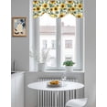 thumbnail image 5 of Tie Up Valance Curtain for Kitchen, Country Sunflower Yellow Floral Watercolor Rod Pocket Short Curtains Adjustable Tie-Up Shade Valances, Green Leaves on White Window Treatment for Bedroom 42x18in, 5 of 8