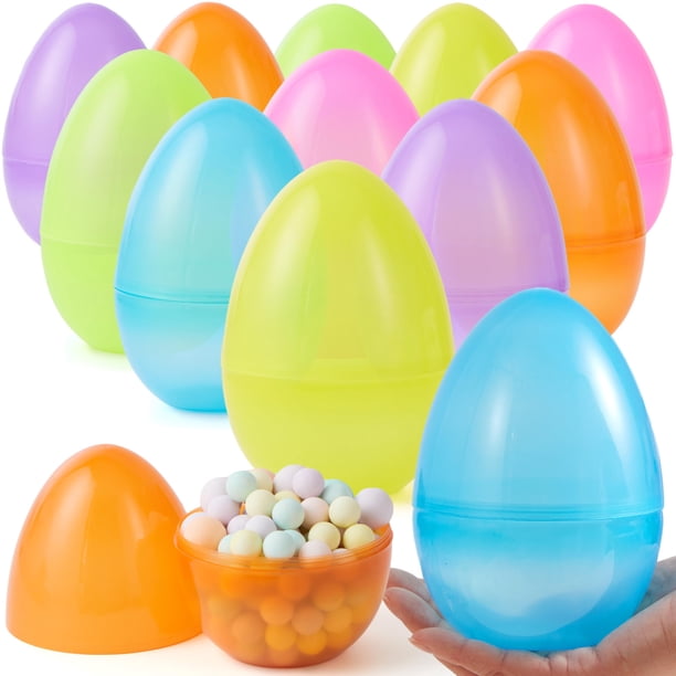 Huevos de Pascua JOYIN, 12 unidades, grandes, transparentes, 15 cm, rellenables con juguetes
