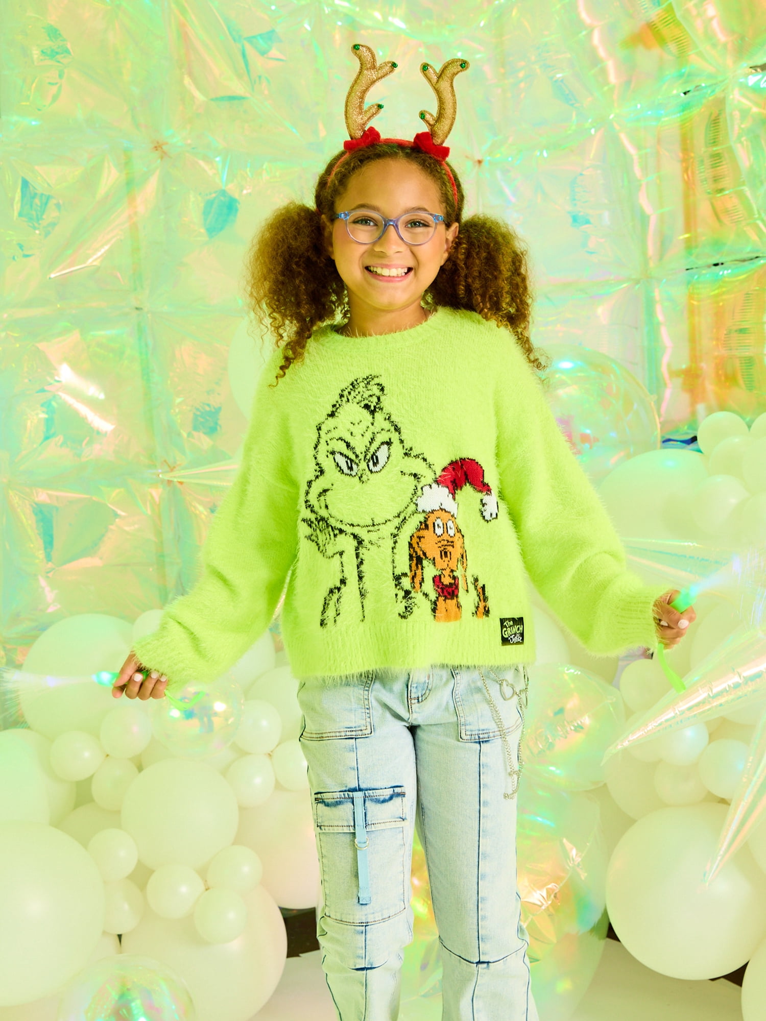 Justice x Grinch Girls Collab Sweater, Sizes XS - XLP
