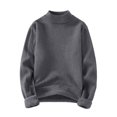 thumbnail image 2 of Handshe Men's Long Sleeve Solid Color Knit Sweater, Stand Collar Fleece-Lined Casual Pullover Top for Fall Winter Layering and Everyday Wear, 2 of 3