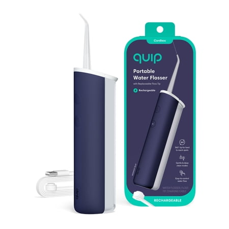 Quip Cordless Rechargeable 2 Pressure Modes Plastic Water Flosser, Midnight Blue