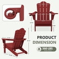 thumbnail image 3 of LOYALICE Folding Adirondack Chair Set of 2 with Dual Cup Holders, All-Weather HDPE Outdoor Patio Chair for Backyard, Poolside, Garden, Fire Pit, Deep Red, 3 of 10