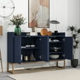thumbnail image 4 of 47" Modern Storage Cabinet, Console Table Sideboard Buffet Cabinet with 4 Doors & Gold Metal Base, Entryway Cupboard Furniture, Laundry Room Cabinet for Living Room, Dining Room, Kitchen, Navy, 4 of 9