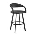 thumbnail image 2 of Ramona 30" Swivel Bar Stool with Matte Black Iron and Black Faux Leather, 2 of 13