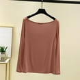 thumbnail image 5 of ZyeKqe Pajamas Tops for Women Long Sleeve Crew Neck Comfy Shirts Solid Color Soft Homewear Basic Tees, 5 of 5