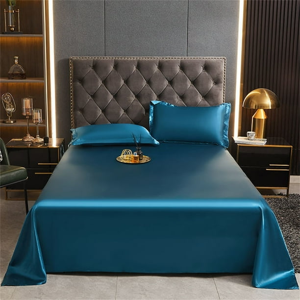 Sábanas de verano de seda azul Bentley, 170*230cm, sábana de cama de alta gama refrescante