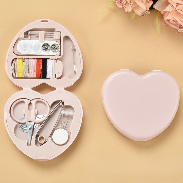 Czzoypi Sewing Kit,Mini Sewing Kit for Travel Essentials Portable DIY Emergency Sewing Repair Supplies Heart Shaped Sewing Storage Case with Needles Buttons Wire Pins Thread Scissors
