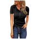 thumbnail image 1 of Gibobby Playera De Algodón Blusa de manga corta con cuello en V para mujer, informal, con botones, a la moda, con cordón（Negro， S), 1 of 3