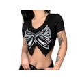 thumbnail image 4 of SAYOO, blusas cortas con estampado de mariposas de verano para mujeres adolescentes, camisa con estampado gráfico, blusa Vintage sin mangas ajustada, Tops SAYOO Moda, 4 of 9