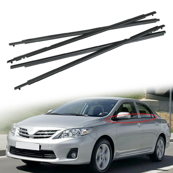 Fit for 09-12 Corolla Window Weatherstrips, Exterior Trim Seal Strips (4 Pcs)