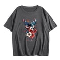 thumbnail image 4 of Plus Size Tops for Women Independence Day Printed Short Sleeved Round Neck Casual T-shirt Dark Gray XL, 4 of 4