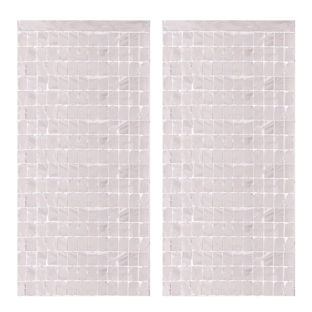 2 piezas de papel de aluminio cuadrado con flecos telón de fondo de cortina de oropel para cumpleaños, boda, decoración de fiesta Zhivalor CPB-SSW296-3