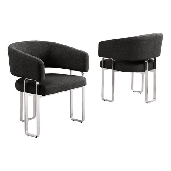 Best Quality Furniture Black Teddy Fabric Side Chairs with Silver Iron Base