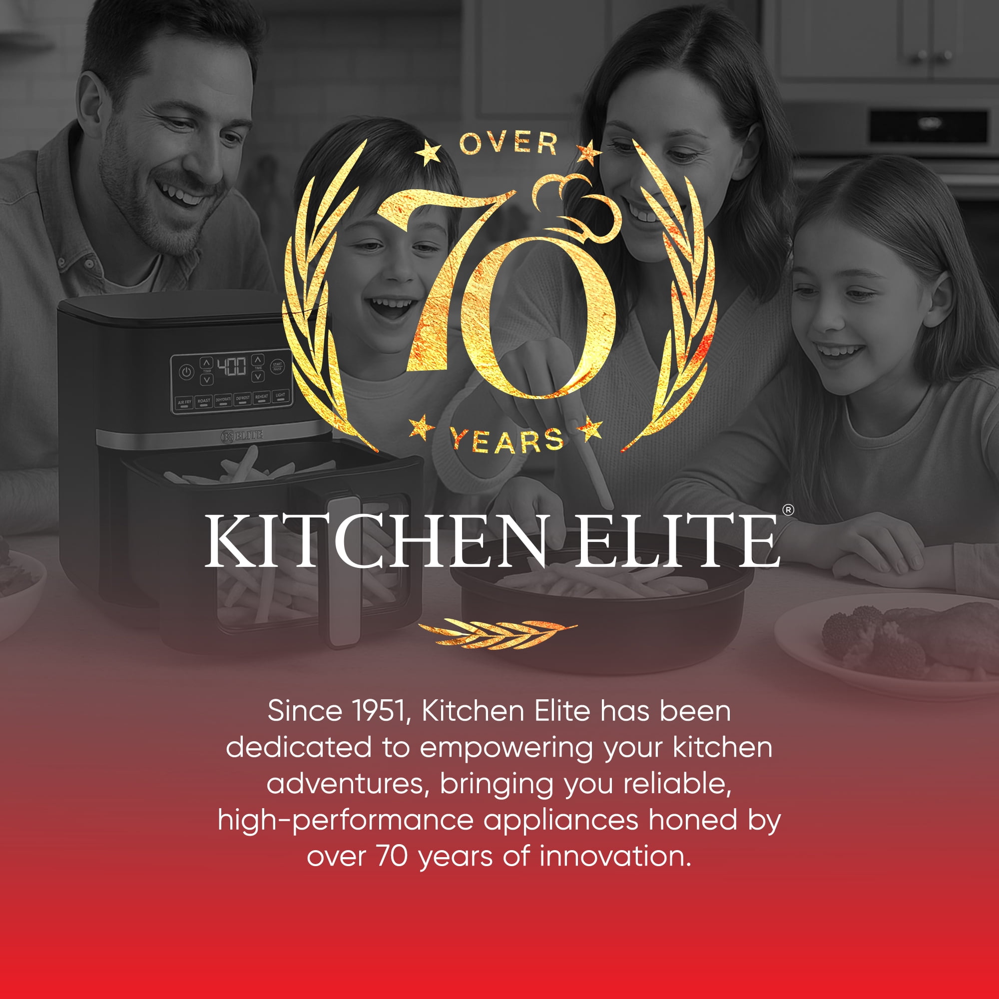 Kitchen Elite 5 Qt Large Digital Air Fryer, Kitchen Countertop Nonstick Basket Oven, Black