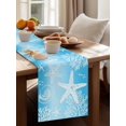 thumbnail image 4 of Marine Life Table Runner, Starfish Shell Coral Gradient Blue Ocean Cotton Linen Kitchen Table Decoration Washable Dining Tabletop Runners for Home Party Decor 14x72 Inches, 4 of 9