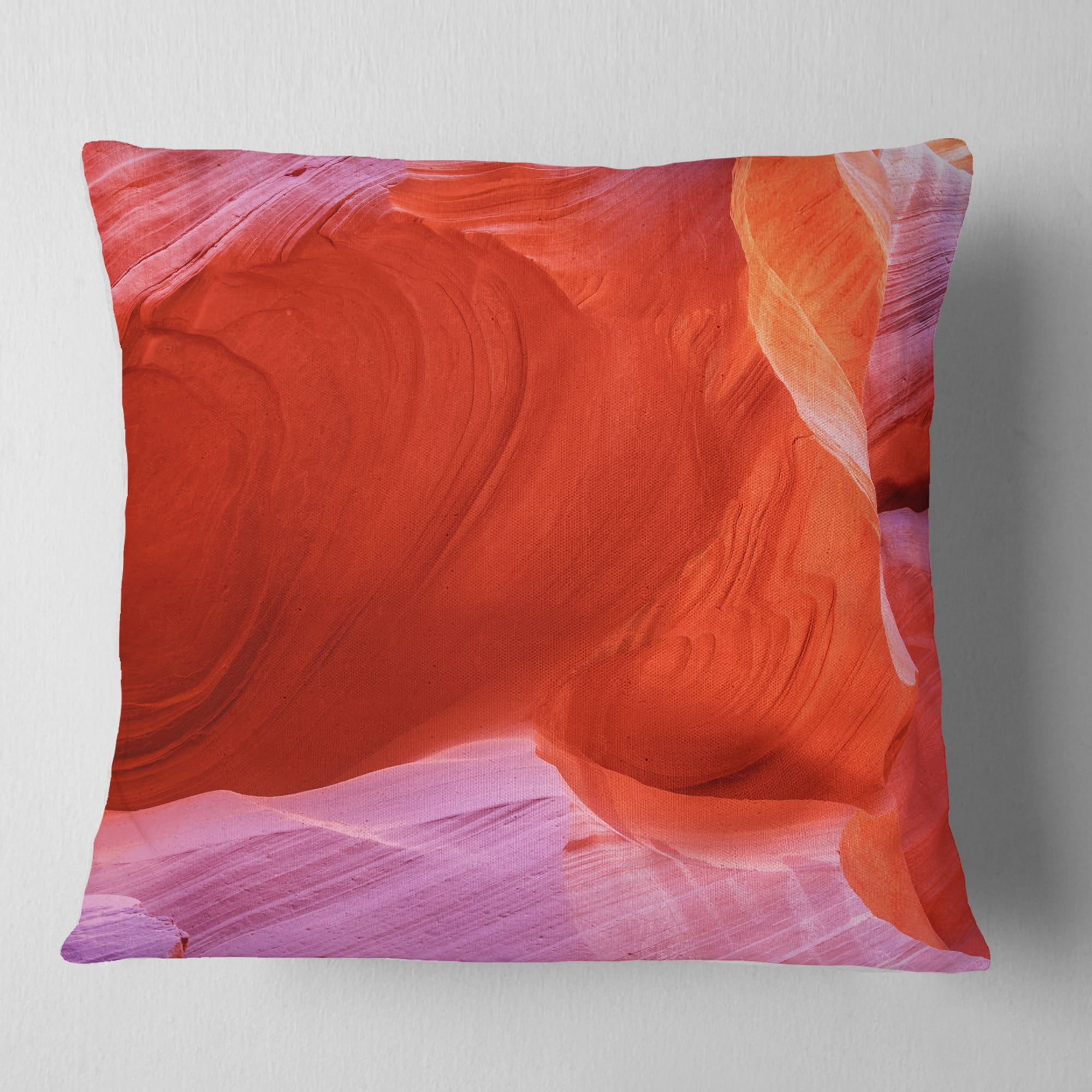 Designart Antelope Canyon Cave Inside - Landscape Photography Throw Pillow - 16x16