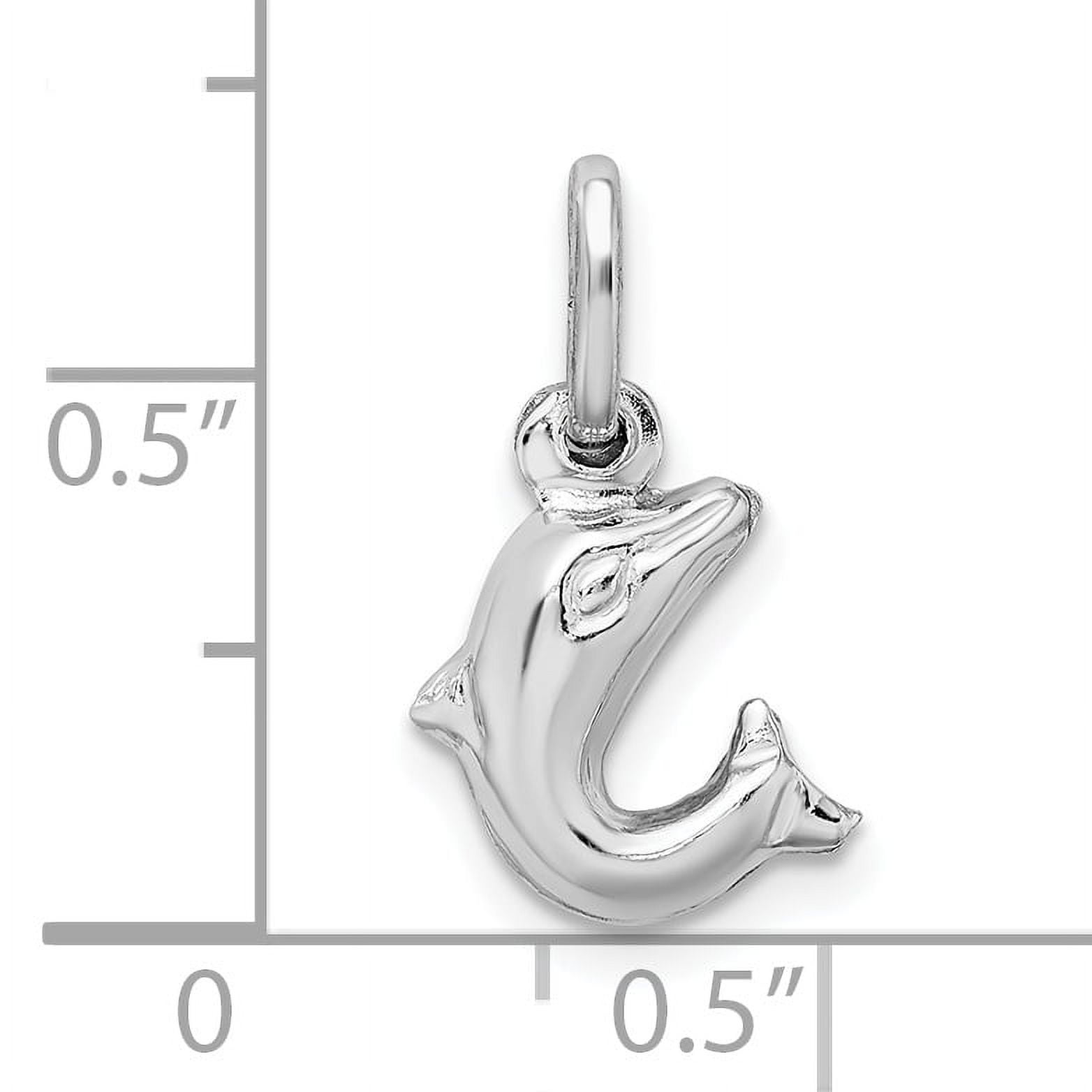 Sterling Silver Rhodium Plated Polished Jumping Dolphin Charm QC9266